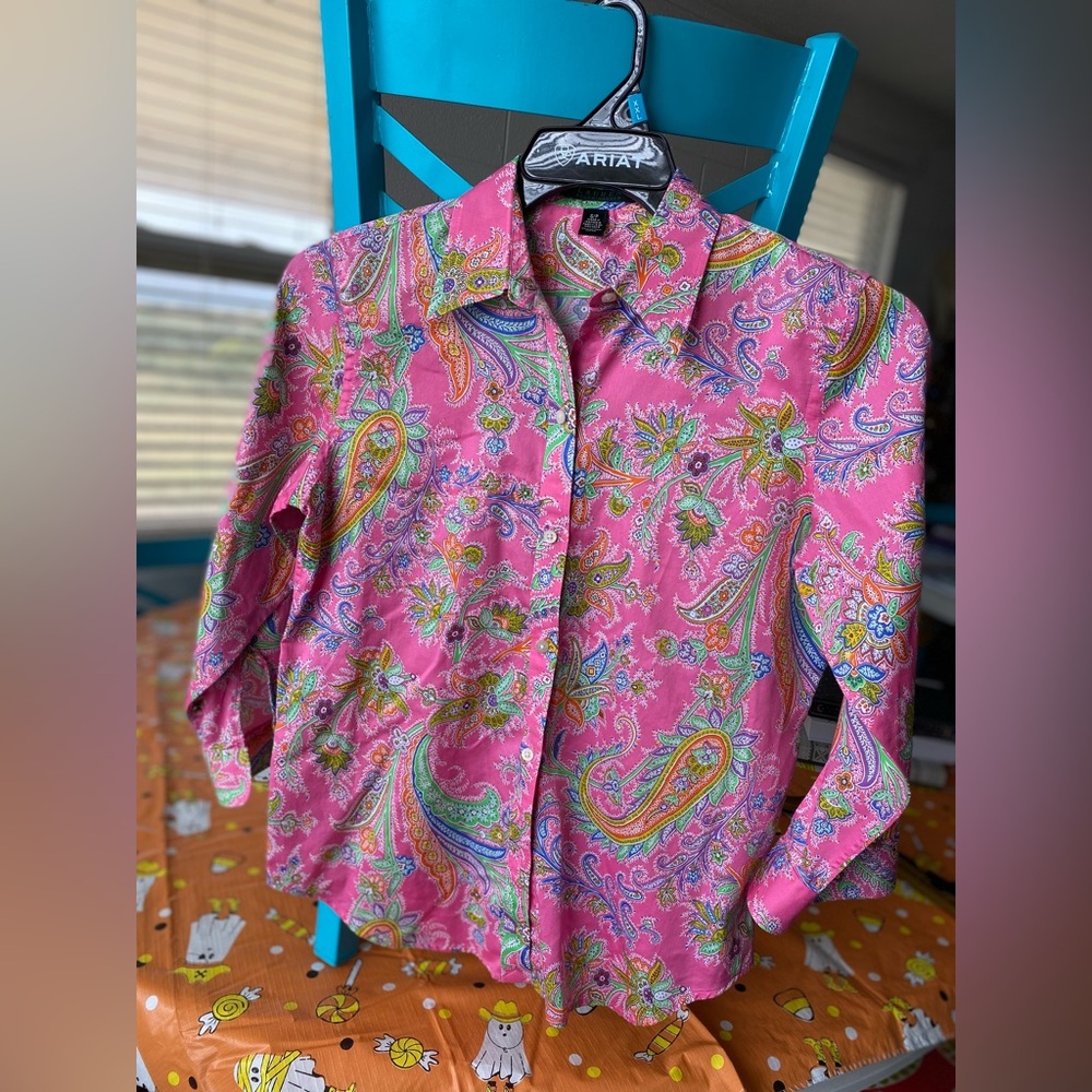 Ralph Lauren Pink Paisley Women's Top